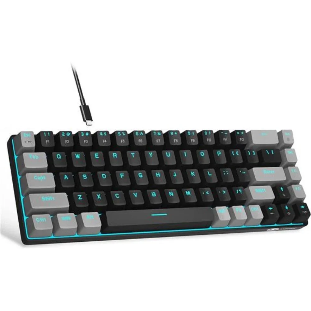 Portable 60% Mechanical Gaming Keyboard, MK-Box LED Backlit Compact 68 Keys